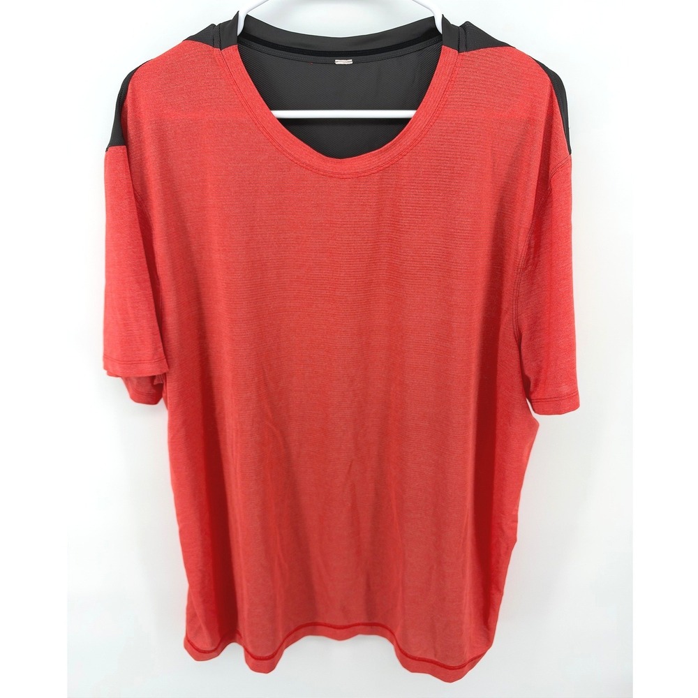 Lululemon Metal Vent Tech Shirt Short Sleeve Red Grey Colorblock Gorp Men's XXL